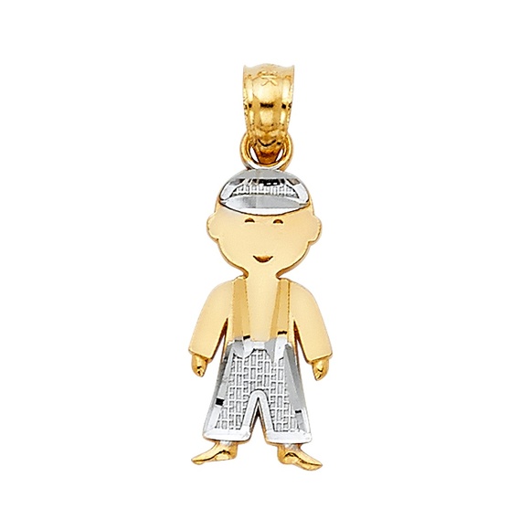 14K Two Tone Boy Pendant